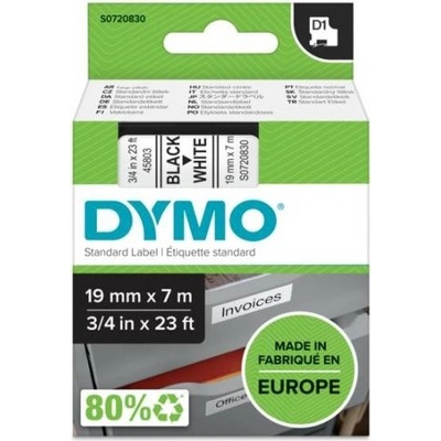 Originálny páska do tiskárny Dymo štítků, Dymo, 45803, S0720830, černý tisk/bílý podklad, 7m, 19mm, D1