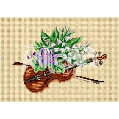 Milena Style Цигулка с цветя - гоблен със схема