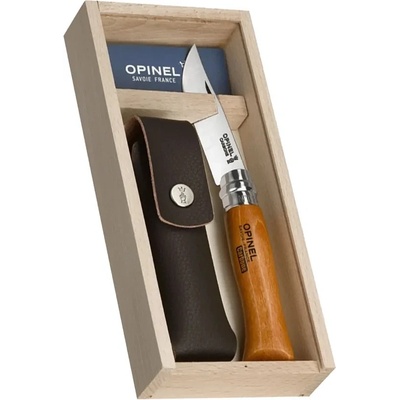 Opinel Сгъваем нож Opinel №8 Carbon, острие 8.5 см + кожена кания (000815-pe)