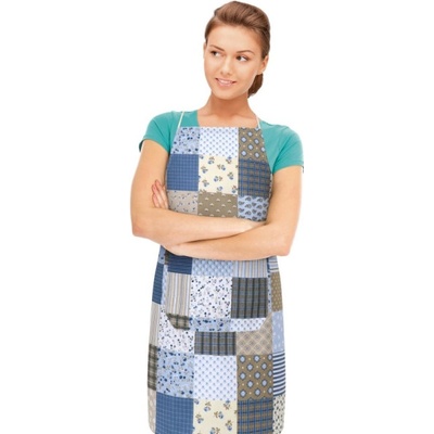 Bellatex Kuchyňská zástěra ADÉLA zástěra 67x84 cm Patchwork modrá
