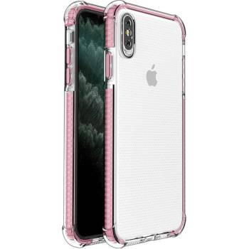 IZMAEL Spring Armor silikonove s barevnym lemom Apple iPhone XS Max - Slabě růžové KP9572