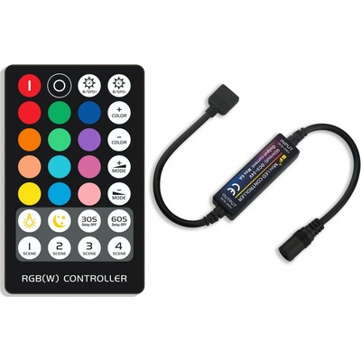 RGBW ovladač černý RF, 5V, 12V, 24V