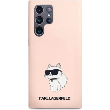 KARL LAGERFELD Луксозен Калъф за SAMSUNG S23 Ultra, KARL LAGERFELD Silicone Choupette Case, Розов (KLHCS23LSNCHBCP)