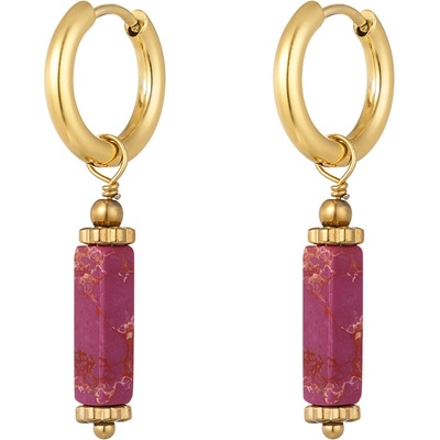 Prstýnkárna Rika pozlacené náušnice z ušlechtilé chirurgické oceli dark pink