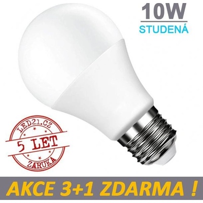 LED21 LED žárovka E27 10W 18xSMD2835 806lm CCD Studená bílá, 3+1