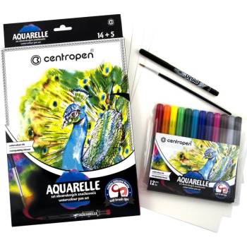 Centropen Aquarelle akvarelové farby sada 12 kusov + príslušenstvo