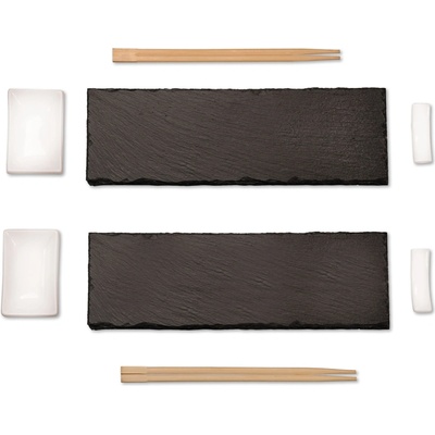 Kesper Sushi set 8ks 2x břidlice 30x10cm 2x keramické misky 2x hůlky 2x držák – Zboží Dáma