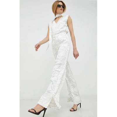 Calvin Klein Панталон Calvin Klein в бяло с широка каройка, с висока талия (K20K205508.PPYX)