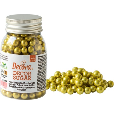 Decora Cukrové maxi perličky zlaté lesklé Maxi Pearls 100 g