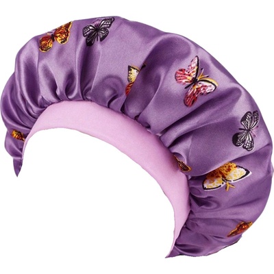 Satin Hair Bonnet - Saténová detská čiapka pre kučeravé vlasy s jemným lemom fialová