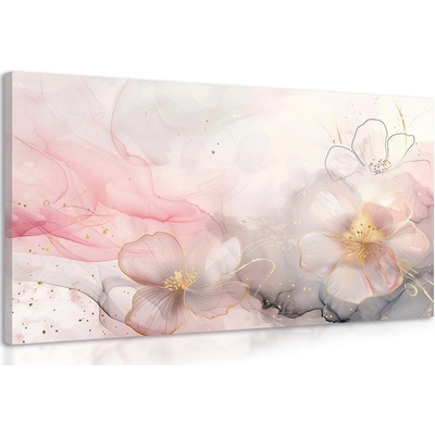 Obraz elegantní květiny s růžovo-zlatým nádechem - 120x80