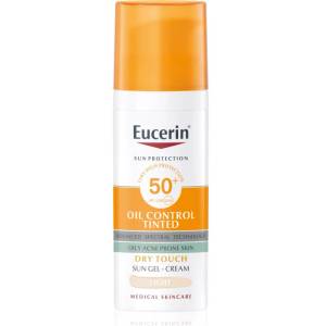 Eucerin Sun Oil Control Tinted гел крем за слънце SPF 50+ цвят Light 50ml