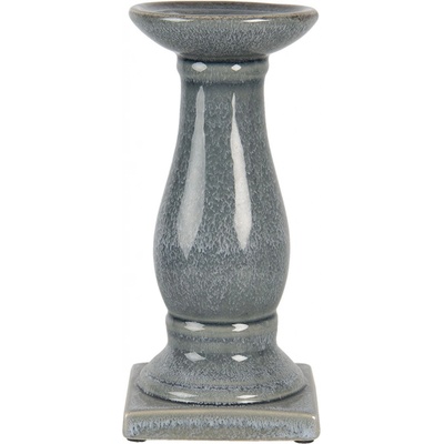 Šedo modrý mramorovaný svícen - Ø 12*25 cm - Clayre & Eef
