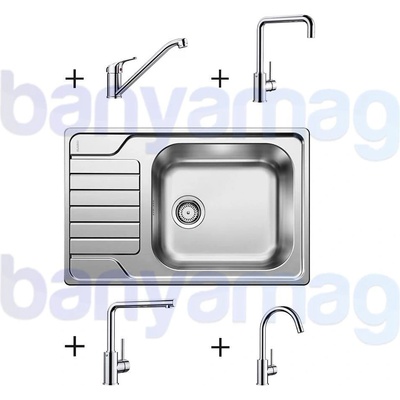 BLANCO Комплект Blanco: Кухненска мивка от неръждаема стомана Dinas + смесител, хром (525121/517720)