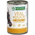 AKVATERA Nature's Protection DOG Adult Small Breeds Veal & Duck, консерва с телешко и патешко за капризни кучета от дребните породи, Литва - 400 гр