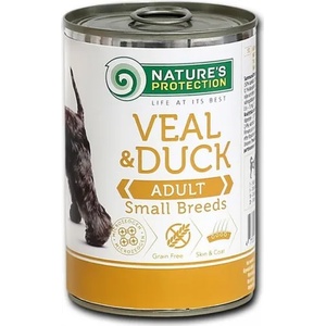 AKVATERA Nature's Protection DOG Adult Small Breeds Veal & Duck, консерва с телешко и патешко за капризни кучета от дребните породи, Литва - 400 гр