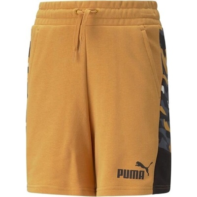 Puma ESSENTIALS+CAMO shorts TR B DESERT CLAY dětské sportovní šortky oranžová