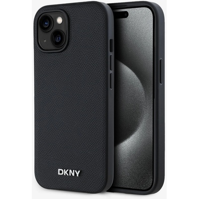 DKNY PU Leather Silver Metal Logo Magsafe Back Cover за iPhone 15 Black DKNY DKNY | Cheren | МЪЖЕ | UNI