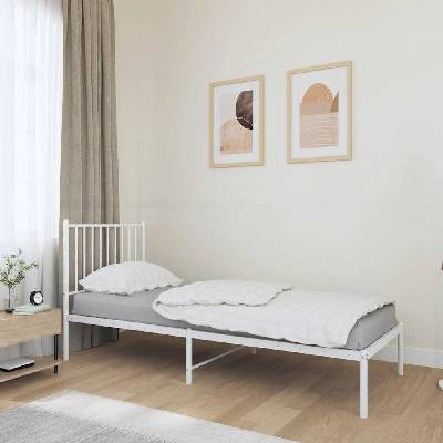 Nábytek XL 350921 Kovový rám postele bez matrace s čelem bílý