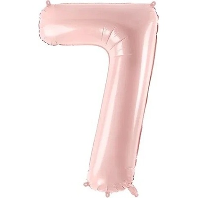 PartyDeco Fóliový balón narozeninové číslo 7 světle růžový 72 cm