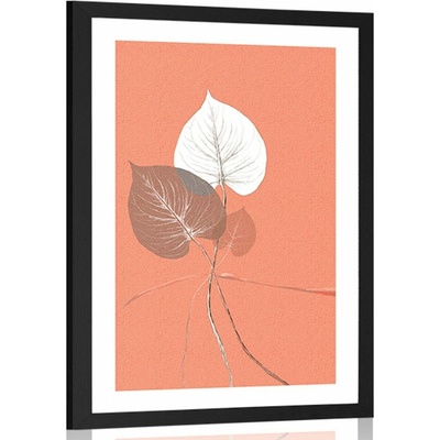 Plakát s paspartou kytice z listů - 20x30 silver