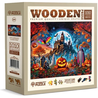 Wooden City - Puzzle Ghostly Pumpkin Night wooden - 1 000 piese