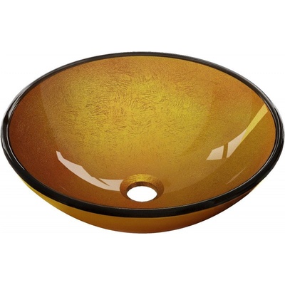 Mexen Mira стъклена мивка за монтаж върху плот 42 x 42 см, златна - 24124250 (24124250)