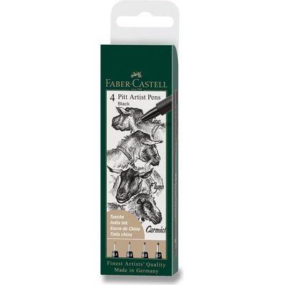Faber-Castell 167115 Pitt Artist Pen 4 ks XS S F M čierna