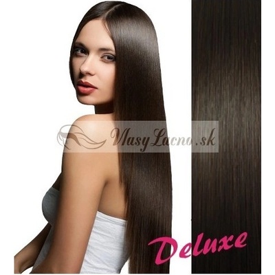 DELUXE najtmavšie hnedé Clip in vlasy na predĺženie 50-53 cm