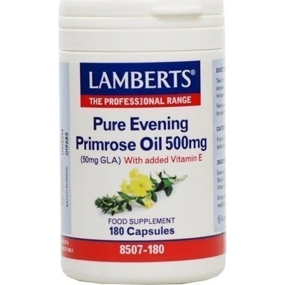 LAMBERTS Хранителна добавка Масло от вечерна иглика, Lamberts Pure Evening Primrose Oil 500mg 180 tabs