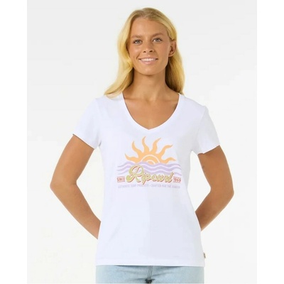 RIP CURL tričko Cala V Neck Tee White 1000