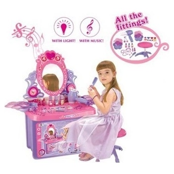 G21 Detský kozmetický stolík so zrkadlom a zvukmi ružový