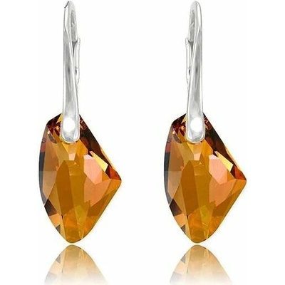 Swarovski Elements Galactic Polygon krystal 19mm Stříbrné náušnice visací oranžový mnohoúhelník 31297.2