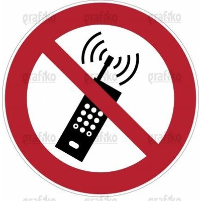 Grafiko | Zákaz používání mobilního telefonu - Materiál Samolepící PVC folie, Rozměr ⌀200 mm