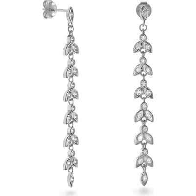 Again Jewelry Dlhé strieborné náušnice s kubickými zirkónmi AJNS0056