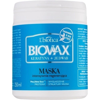 L'biotica Biovax Keratin & Silk regeneračná maska pre hrubé vlasy (Paraben & SLS Free) 250 ml