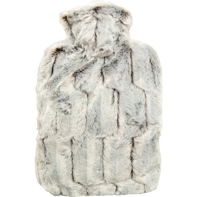 HUGO FROSCH Termofor CLASSIC z umělé kožešiny s podšívkou, ohřívací lahev 1,8 l, hnědo/stříbrný – Zbozi.Blesk.cz