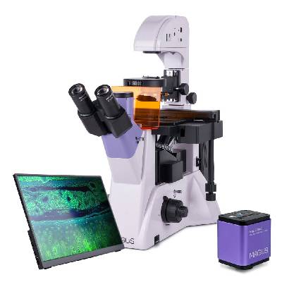 Флуоресцентен тринокулярен инвертиран цифров микроскоп MAGUS Lum VD500 LCD, 100-400x оптично увеличение, 30mm диаметър на тръбата на окуляра, халогенно/флуоресцентнo осветление, цифрова камера MAGUS C (Lum VD500 LCD)
