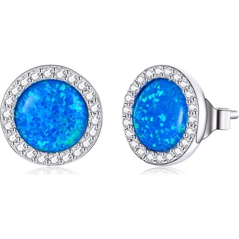 Olivie strieborné náušnice MODRÝ OPÁL 5273