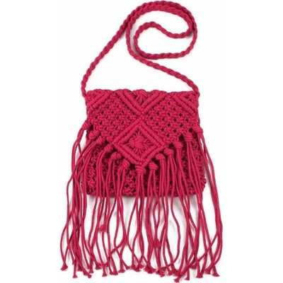 Macramé bavlnená veľká kabelka cez rameno Ružová