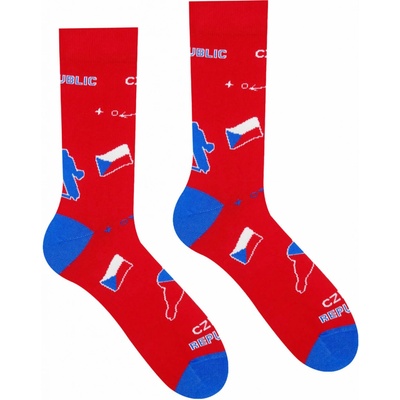 Hesty Socks Veselé ponožky Český hokejista Červená