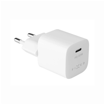 FIXED Мини мрежово зарядно устройство FIXED, USB-C изход, PD Charge, 30 W, Бяло (FIXC30M-C-WH) (FIXC30M-C-WH)