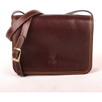 Středně velká kožená crossbody kabelka no. 51 tmavěhnědá