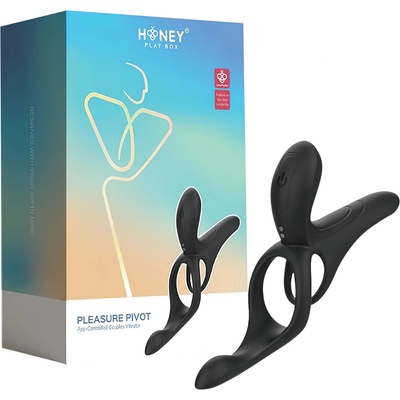 Honey Play Box Pleasure Pivot - умен вибриращ пръстен за пенис и тестиси (черен)