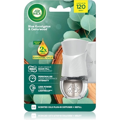 Air Wick Blue Eucalyptus & Cedarwood електрически уред за освежаване на въздуха с пълнител 19ml