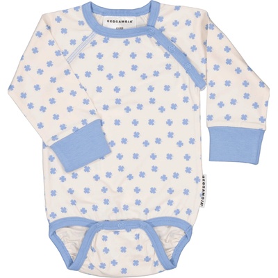 Bambusové body detské s dlhým rukávom Geggamoja Blue mini clover
