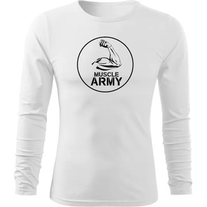 DRAGOWA FIT-T Тениска с дълъг ръкав Muscle Army Biceps, бяла, 160 г/м2 (5664)