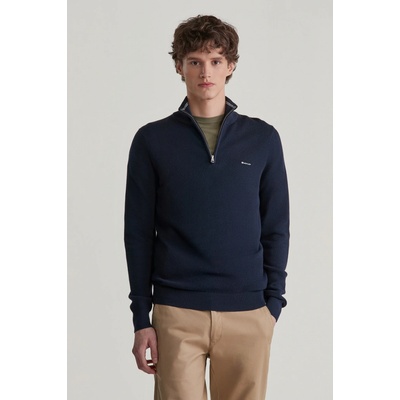Gant Cotton Pique Halfzip modrá – Zboží Mobilmania