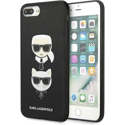KARL LAGERFELD Кейс Karl Lagerfeld KLHCI8LSAKICKCBK за iPhone 7 Plus / 8 Plus, черен / черен, твърд, Saffiano Karl&Choupette Head (3666339054991)