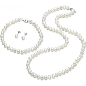 Olivie sada pravých bílých perel BUTTON AAA 7607